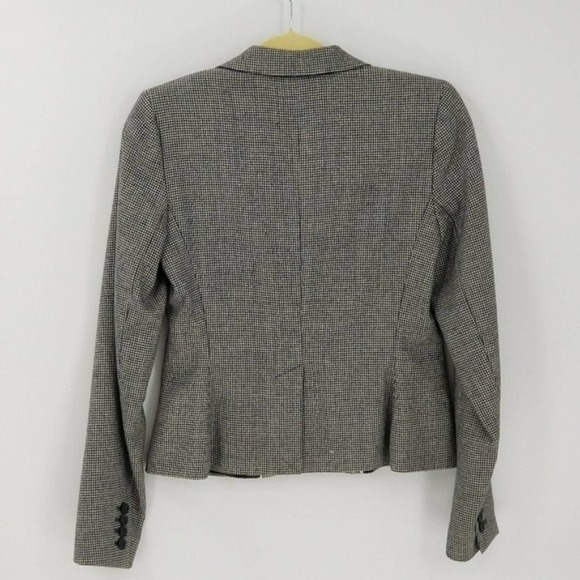 Club Monaco Black & White Hounds Tooth Plaid Classic 3 Pocket Blazer Size 2 - Picture 2 of 5